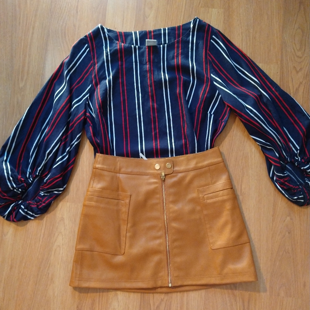 Free People Vegan Leather Skirt in Copper